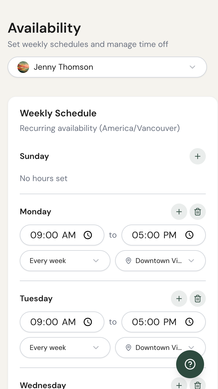 Service templates on mobile