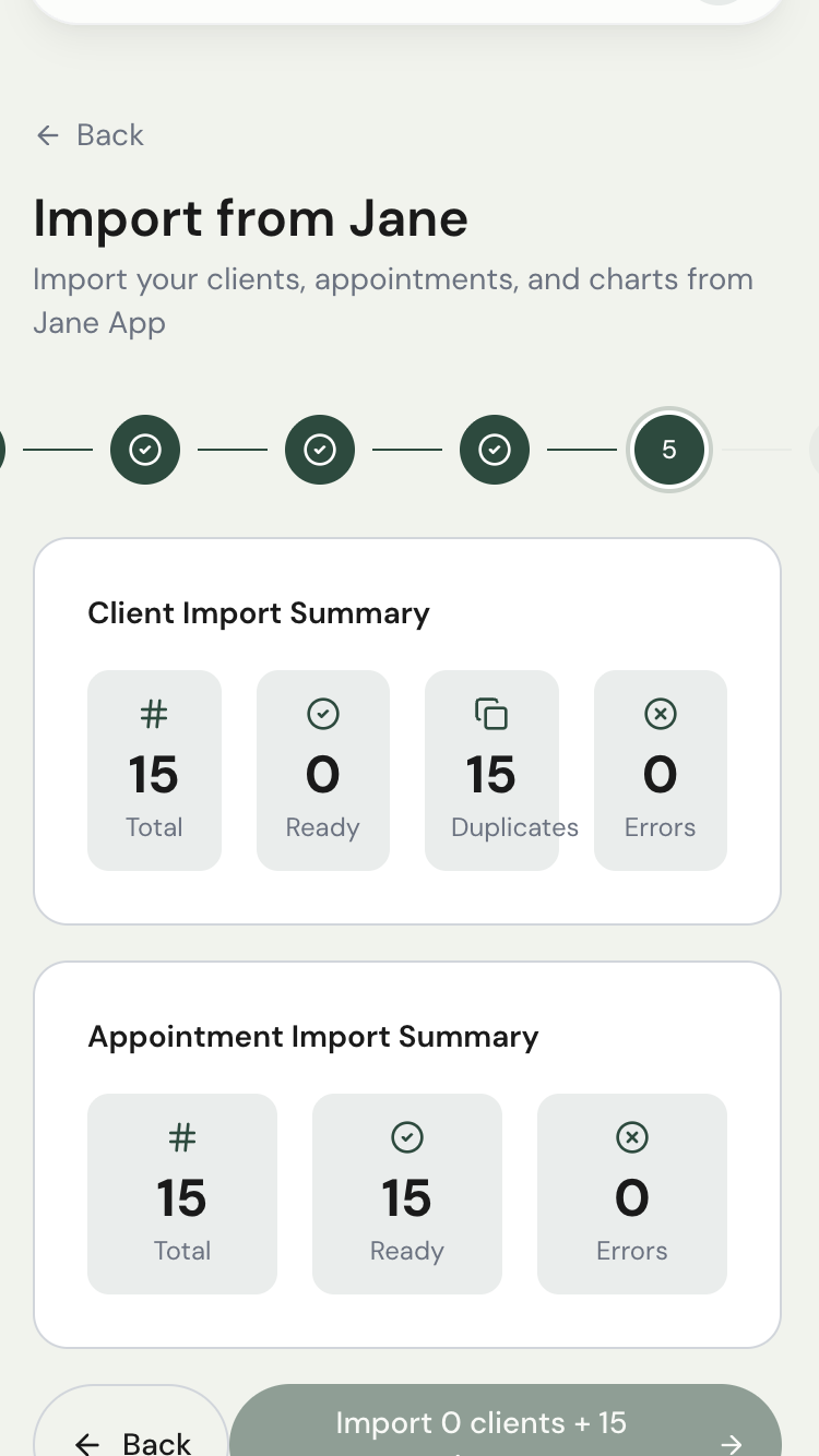 Import summary with statistics