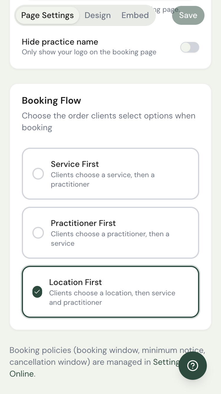 Booking flow with Location First option